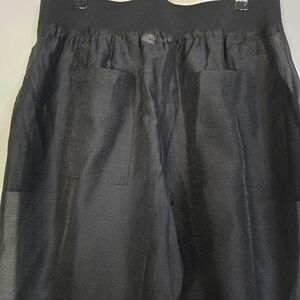 Good American Black Cropped Sheer Pull-On Pants